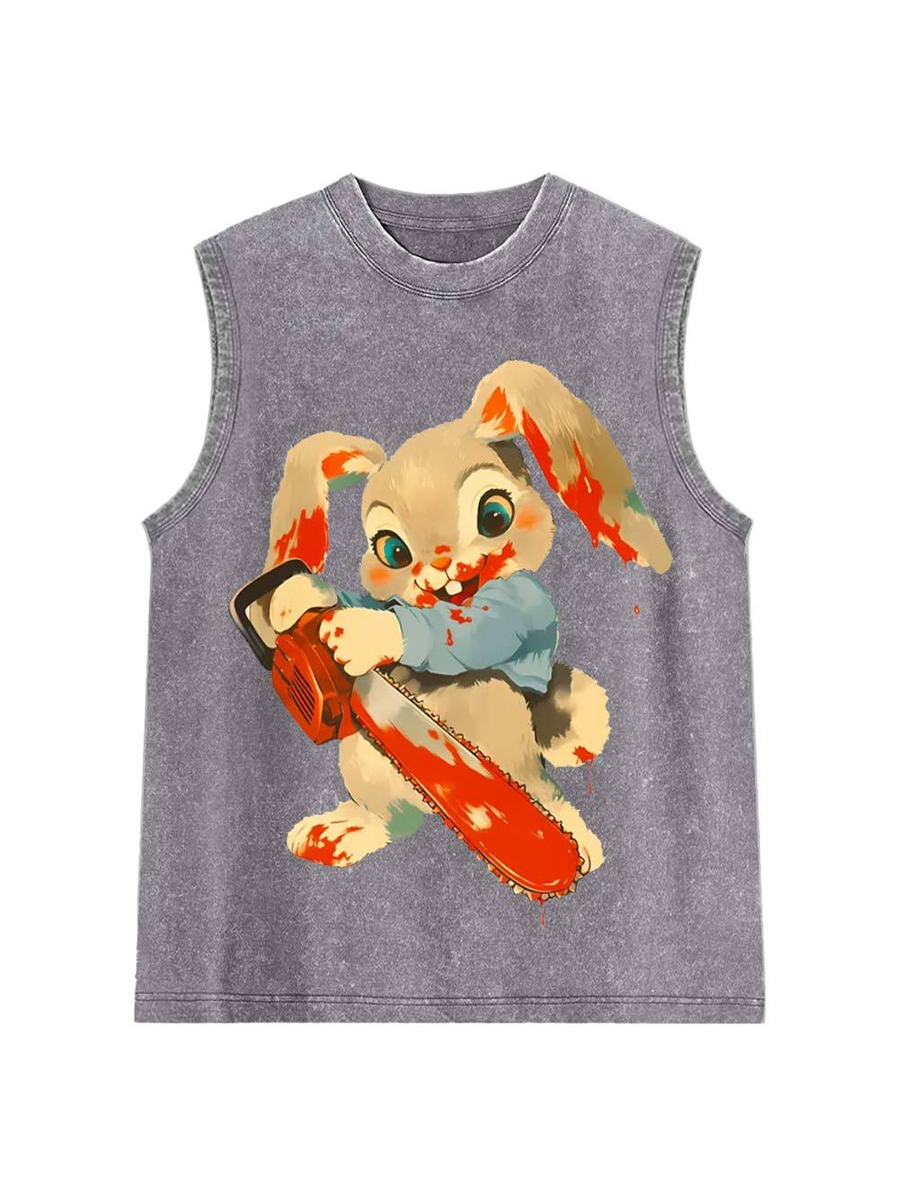 Bloody Bunny with Chainsaw Washed Tank Top
