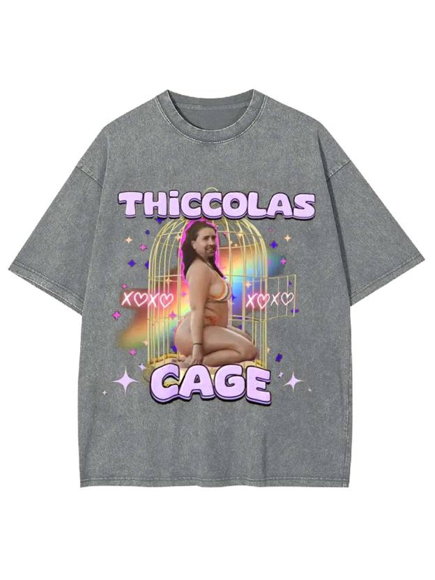 Thiccolas Cage Washed Tshirt Washed Tshirt