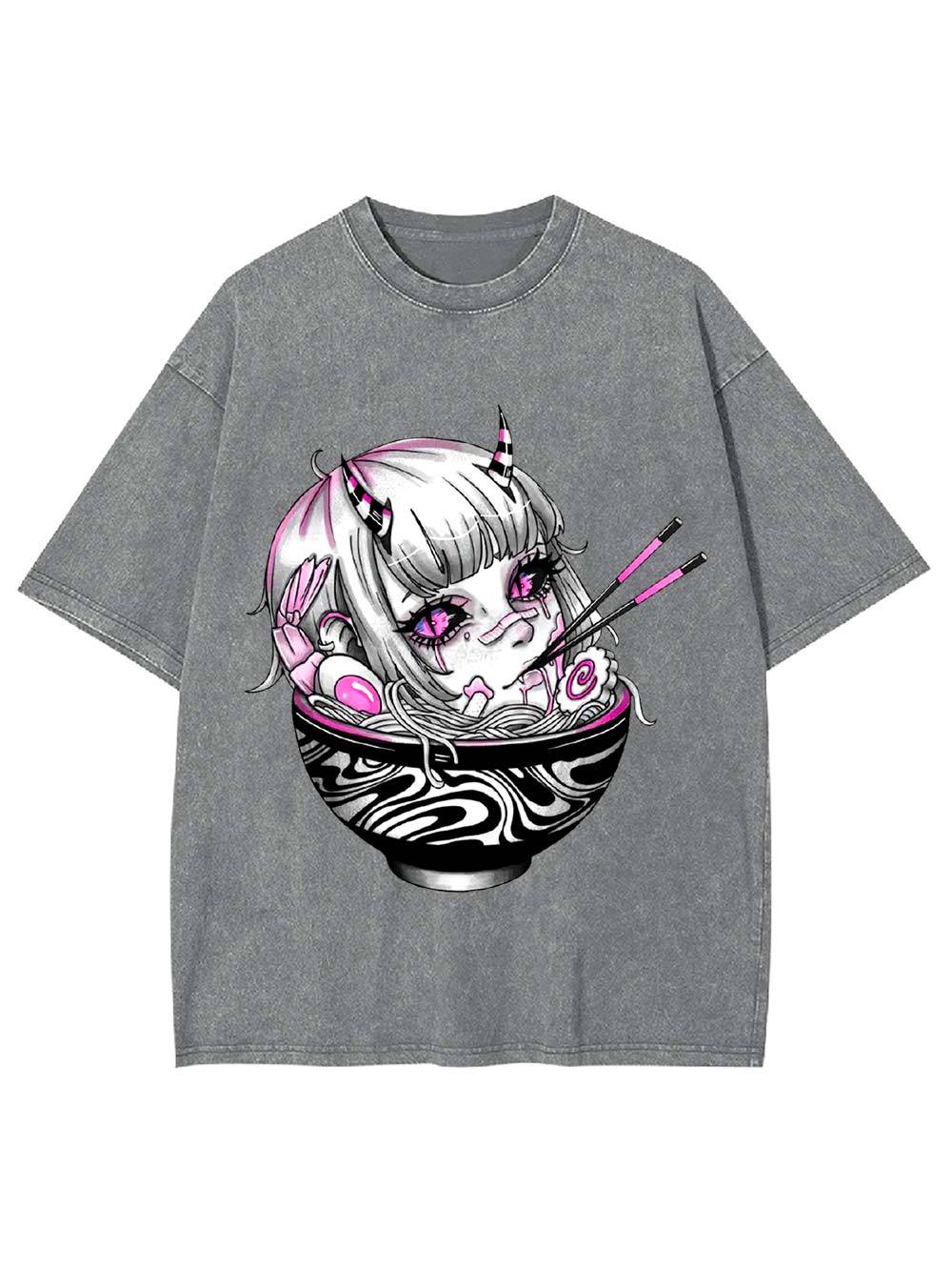 Demon in the Ramen Bowl Washed Tshirt