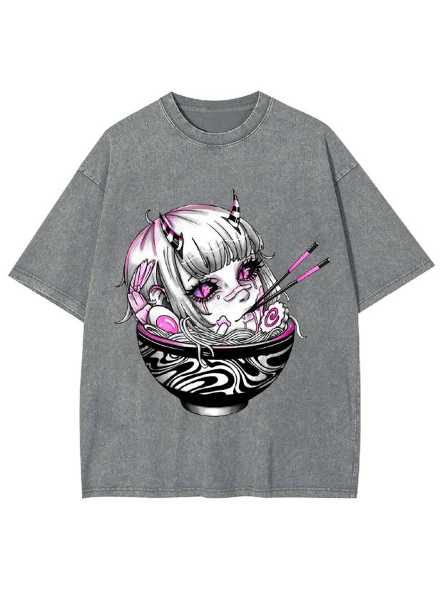 Demon in the Ramen Bowl Washed Tshirt