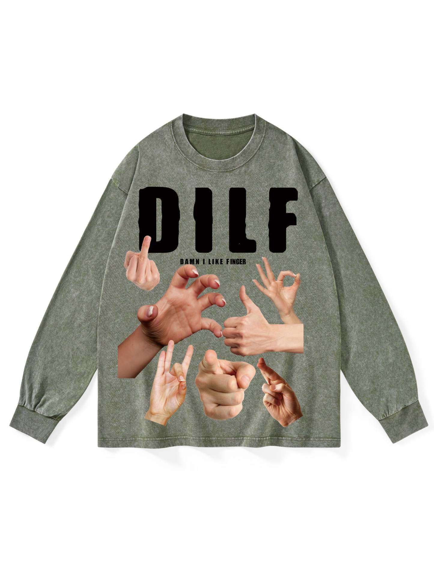 Dilf Washed Long-Sleeve Tshirt-ClassyOutlaw