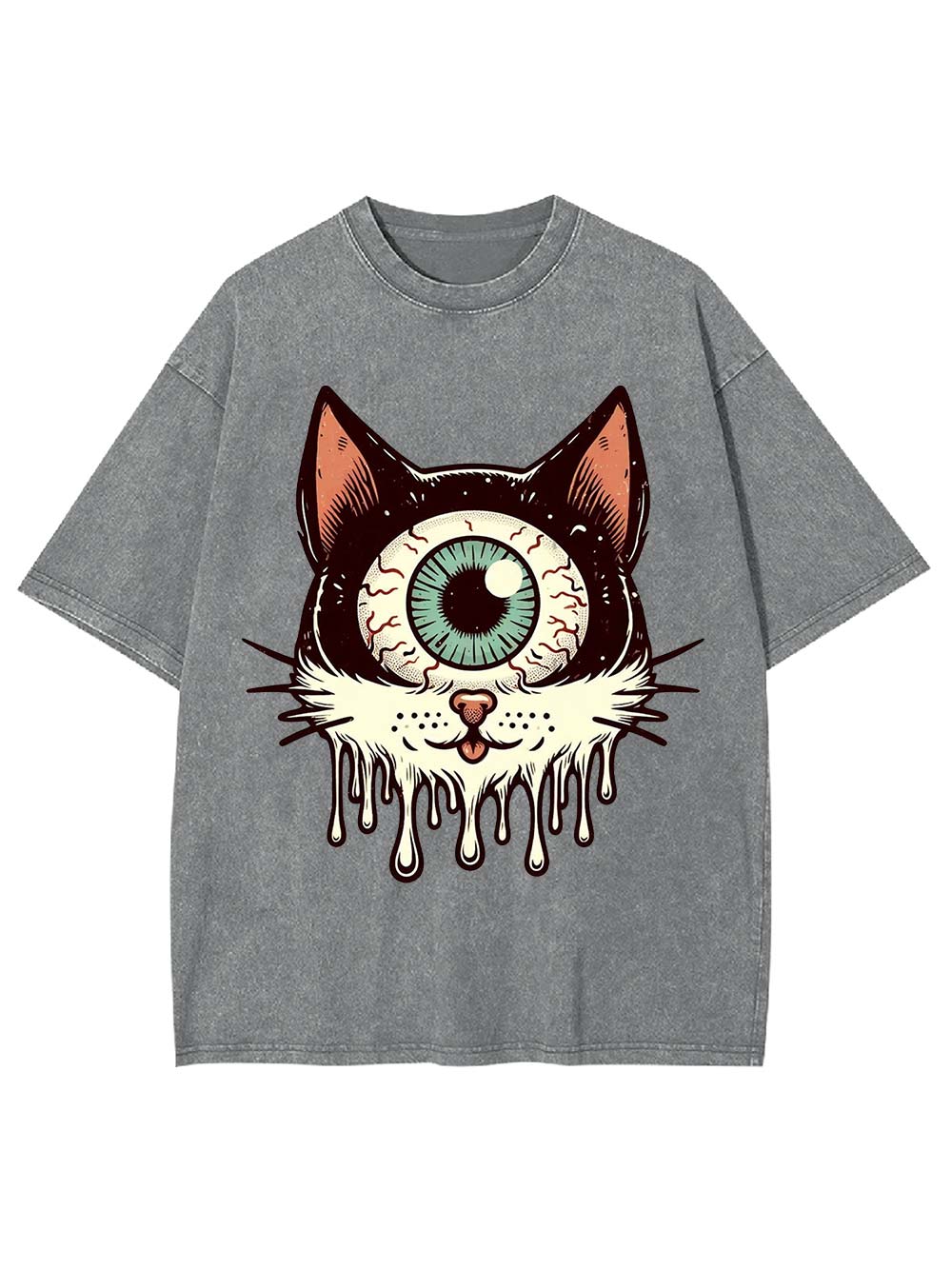 Melting Eyeball Cat Washed Tshirt