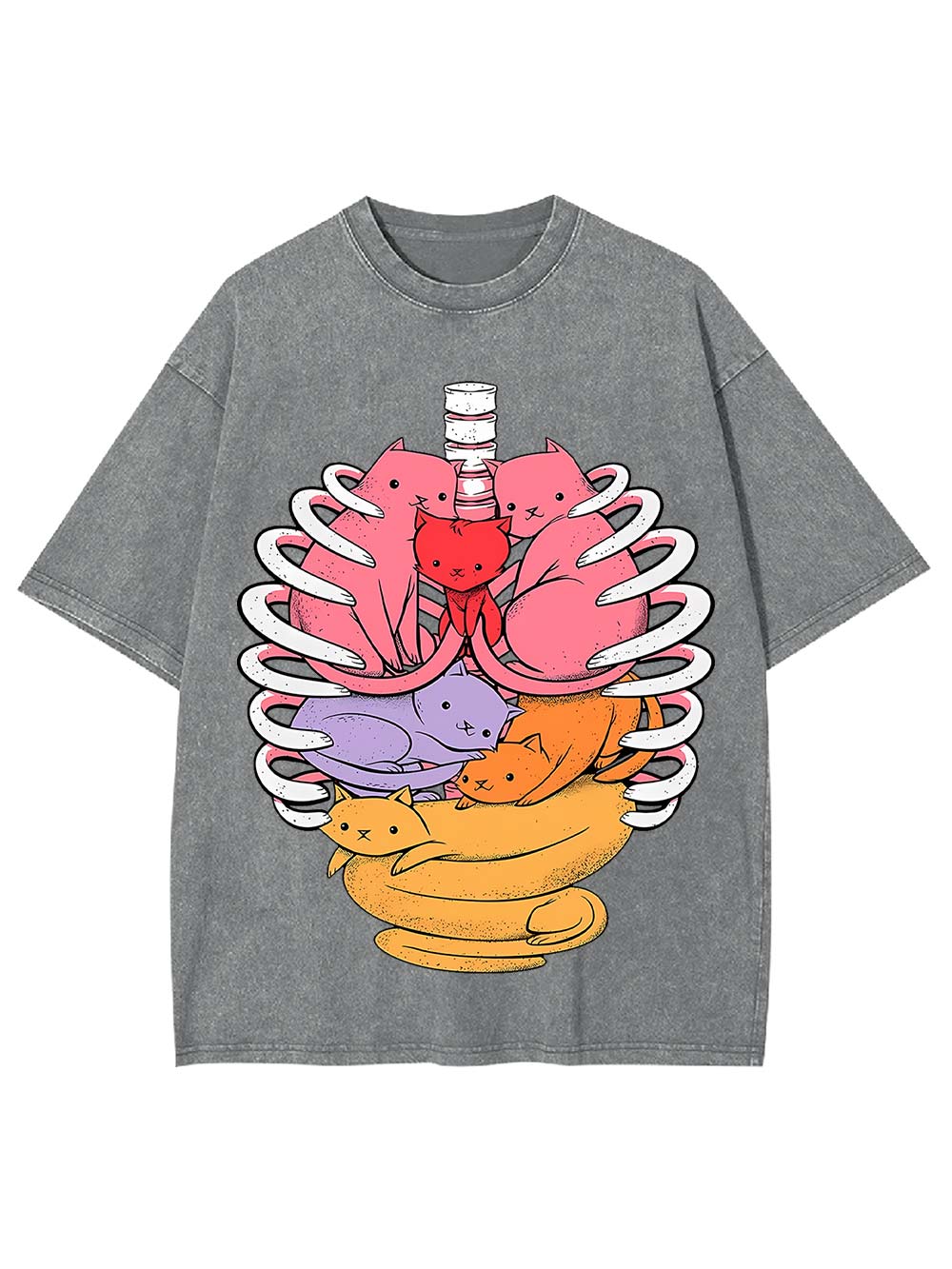 Cats In Rib Cage Washed Tshirt