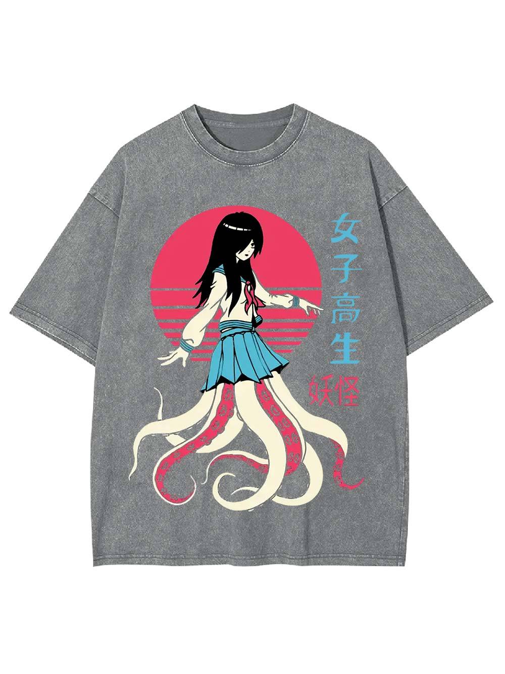 High School Monster Girl Washed Tshirt