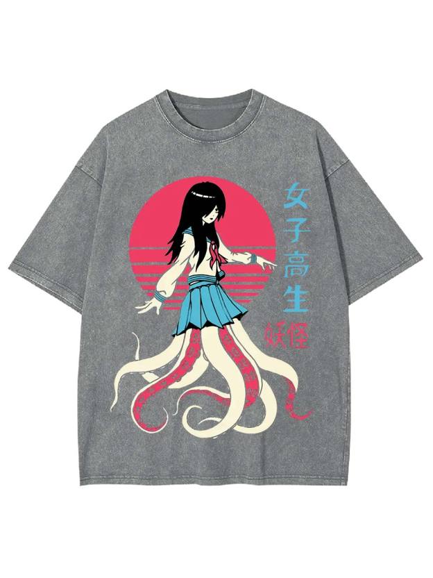 High School Monster Girl Washed Tshirt