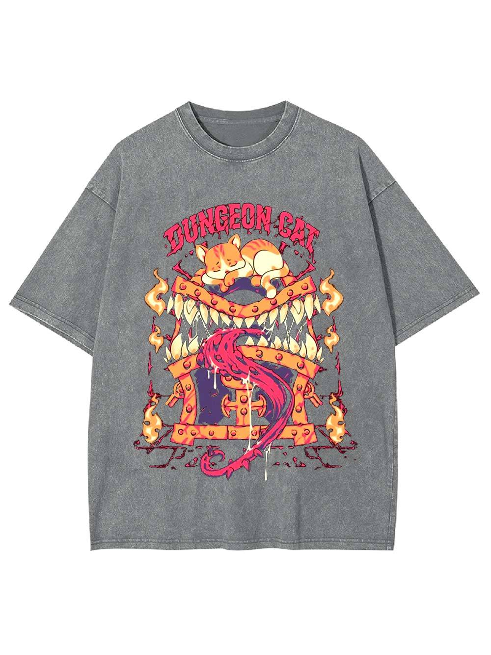 Dungeon Cat Guardian Washed Tshirt
