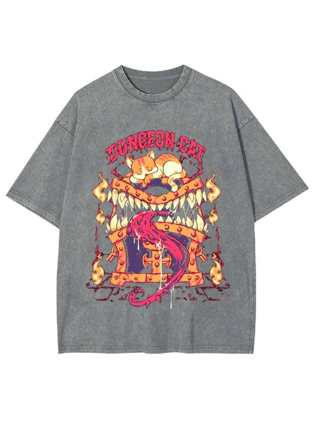 Dungeon Cat Guardian Washed Tshirt