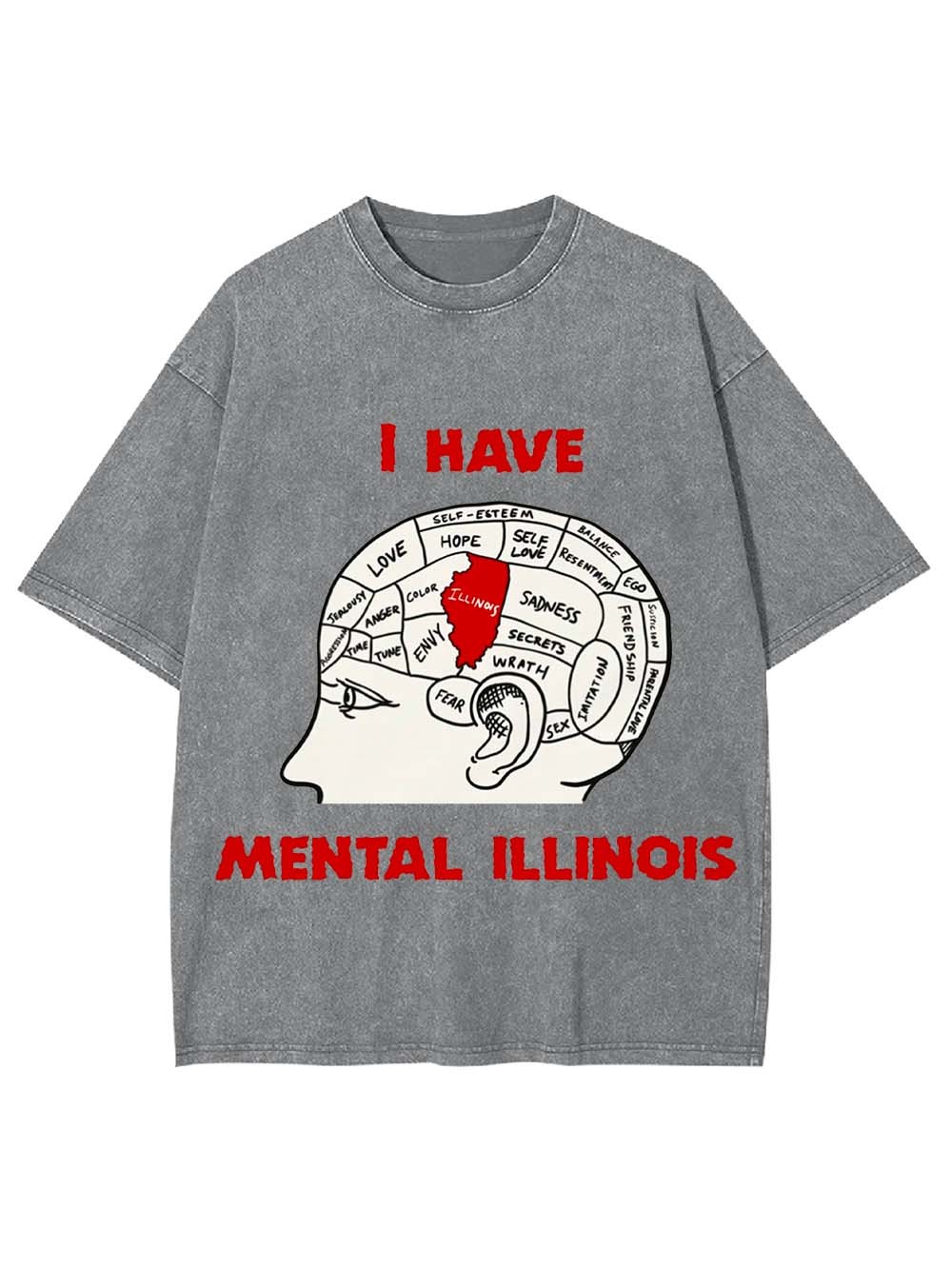 I Have Mental Illinois Washed Tshirt-ClassyOutlaw Sale