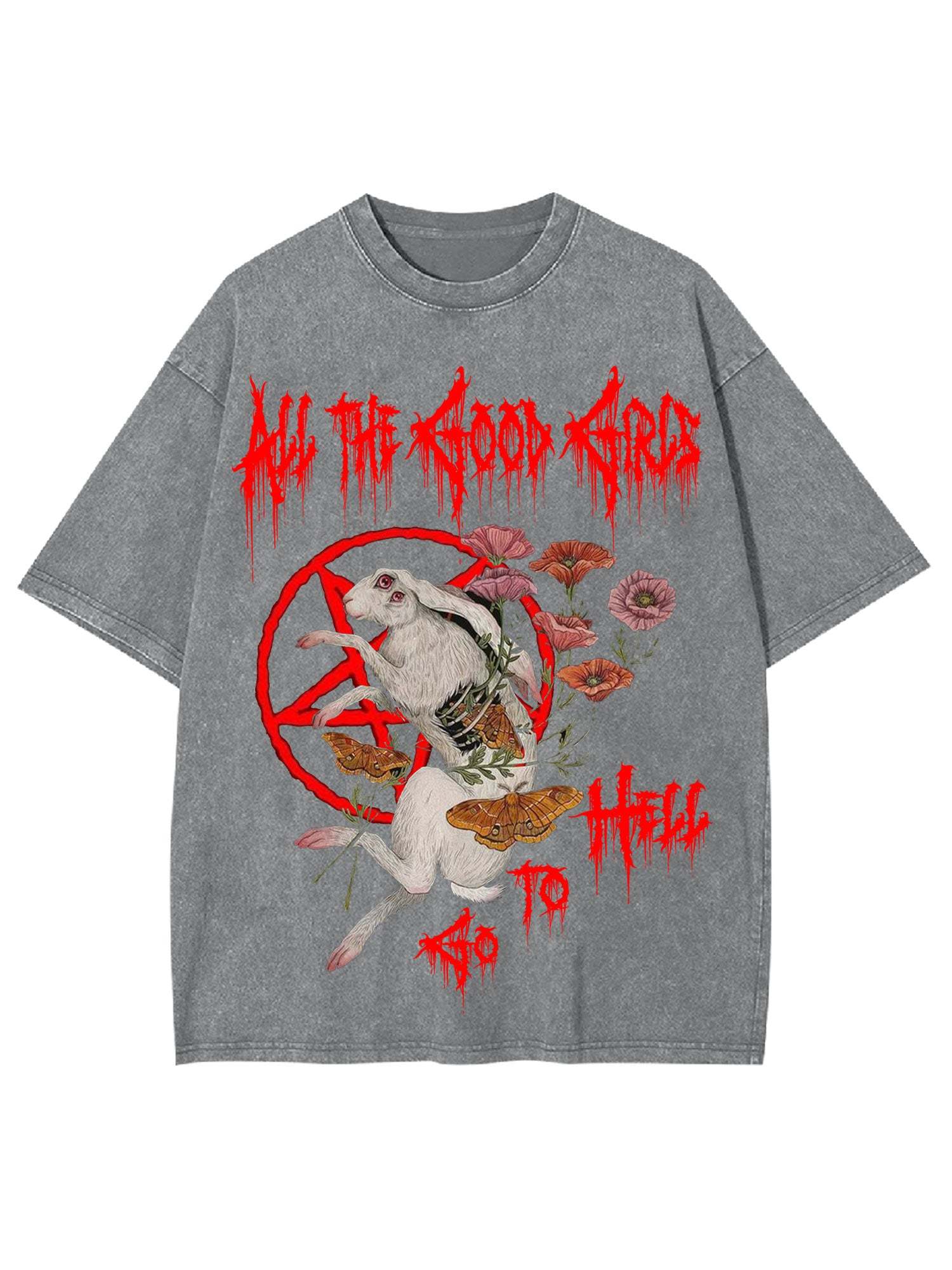 All The Good Girls Go To Hell Washed Tshirt-ClassyOutlaw Sale