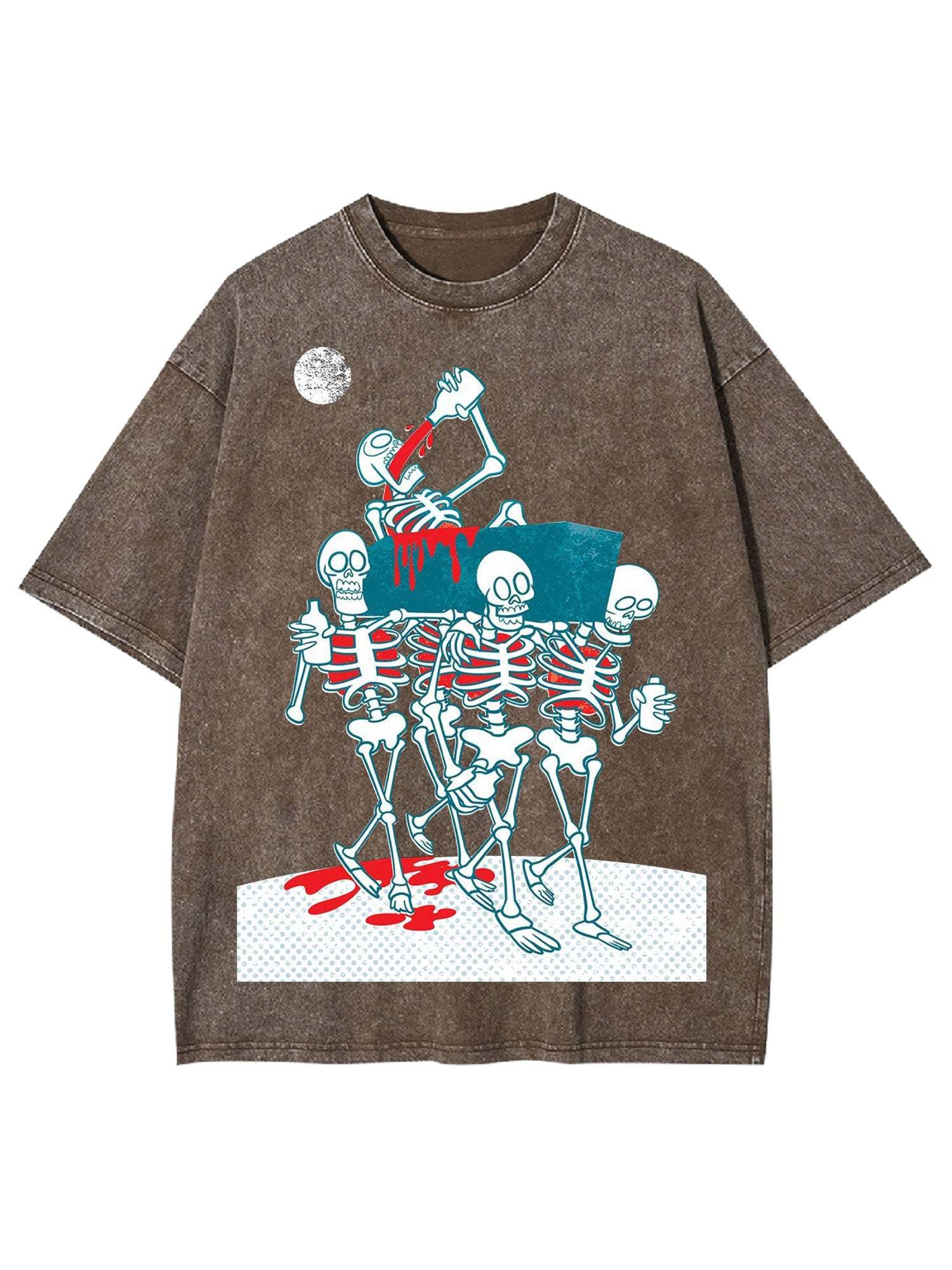 Dance Of The Skeletons Under The Moon Washed Tshirt