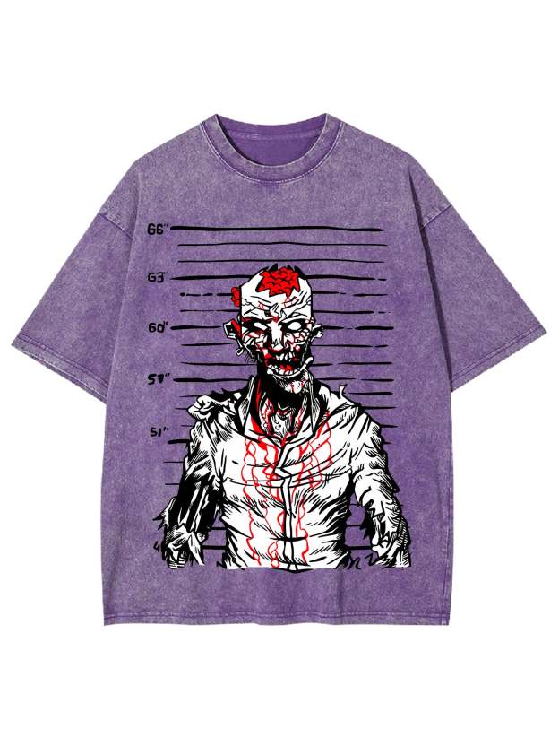Zombie Mugshot Washed Tshirt