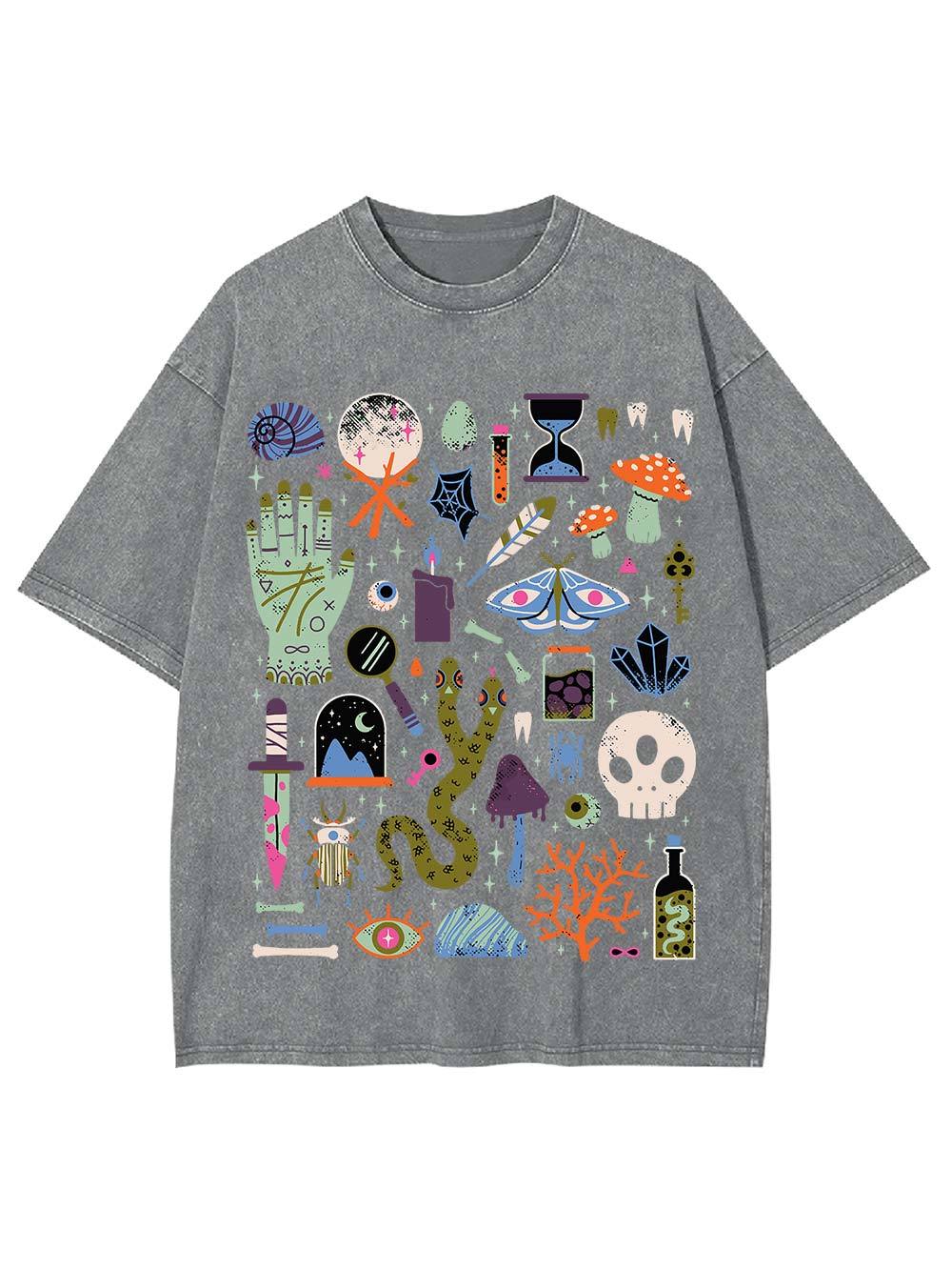 Eclectic Mystical Symbols Washed Tshirt
