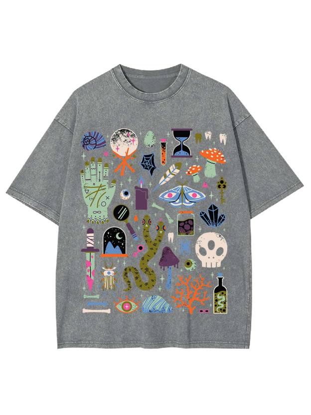 Eclectic Mystical Symbols Washed Tshirt