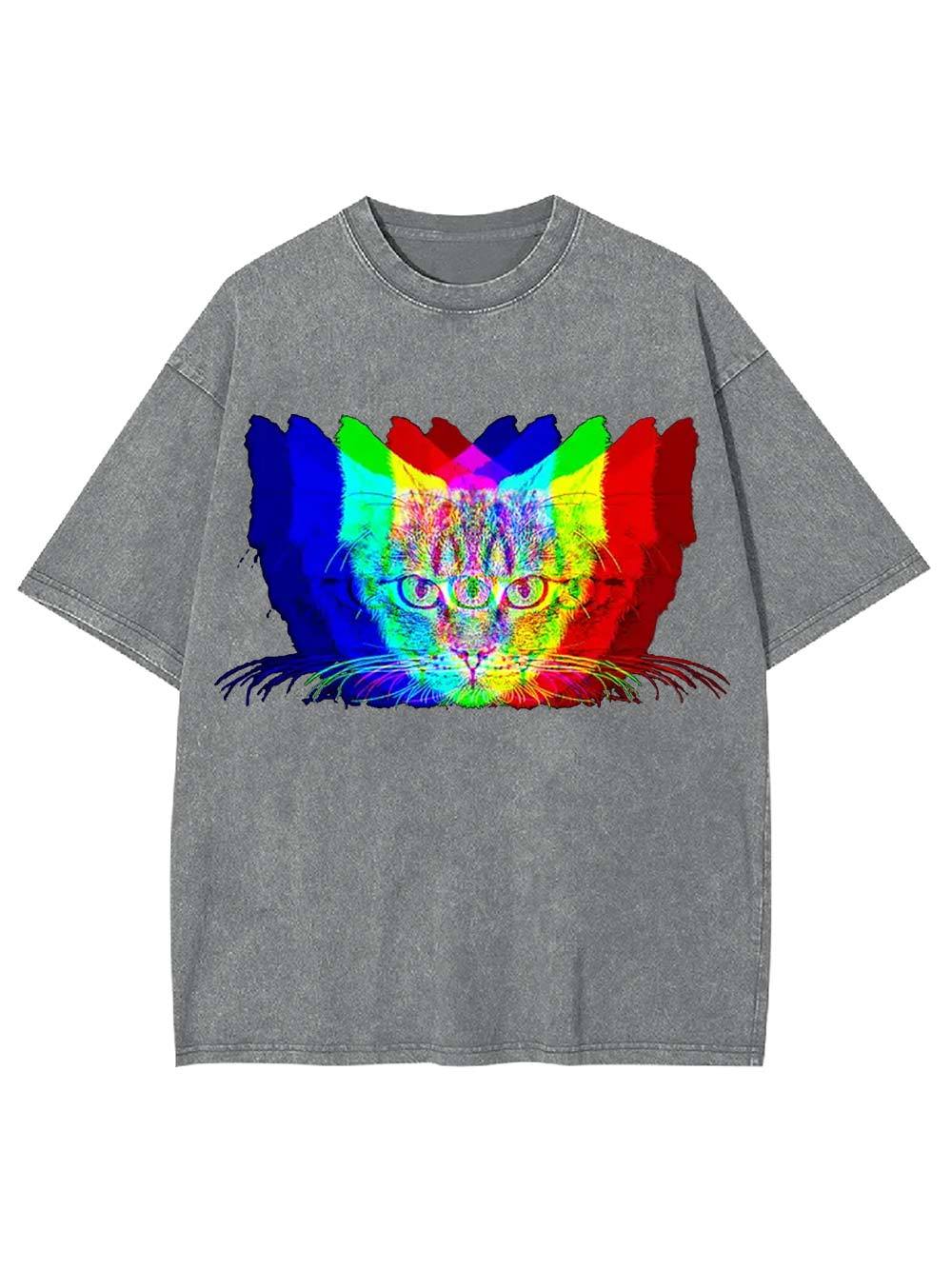 Trippy Cat Vision Washed Tshirt