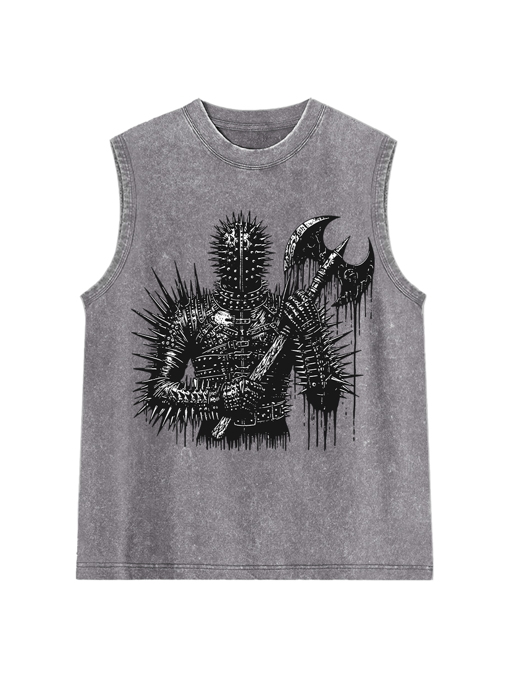 Spiked Warrior with Battle Axe Washed Tank Top
