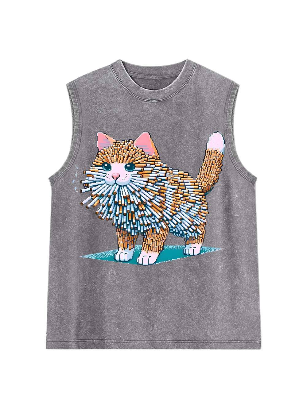 Cigarette Cat  Washed Tank Top