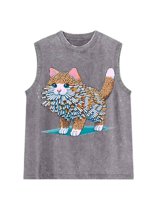 Cigarette Cat  Washed Tank Top