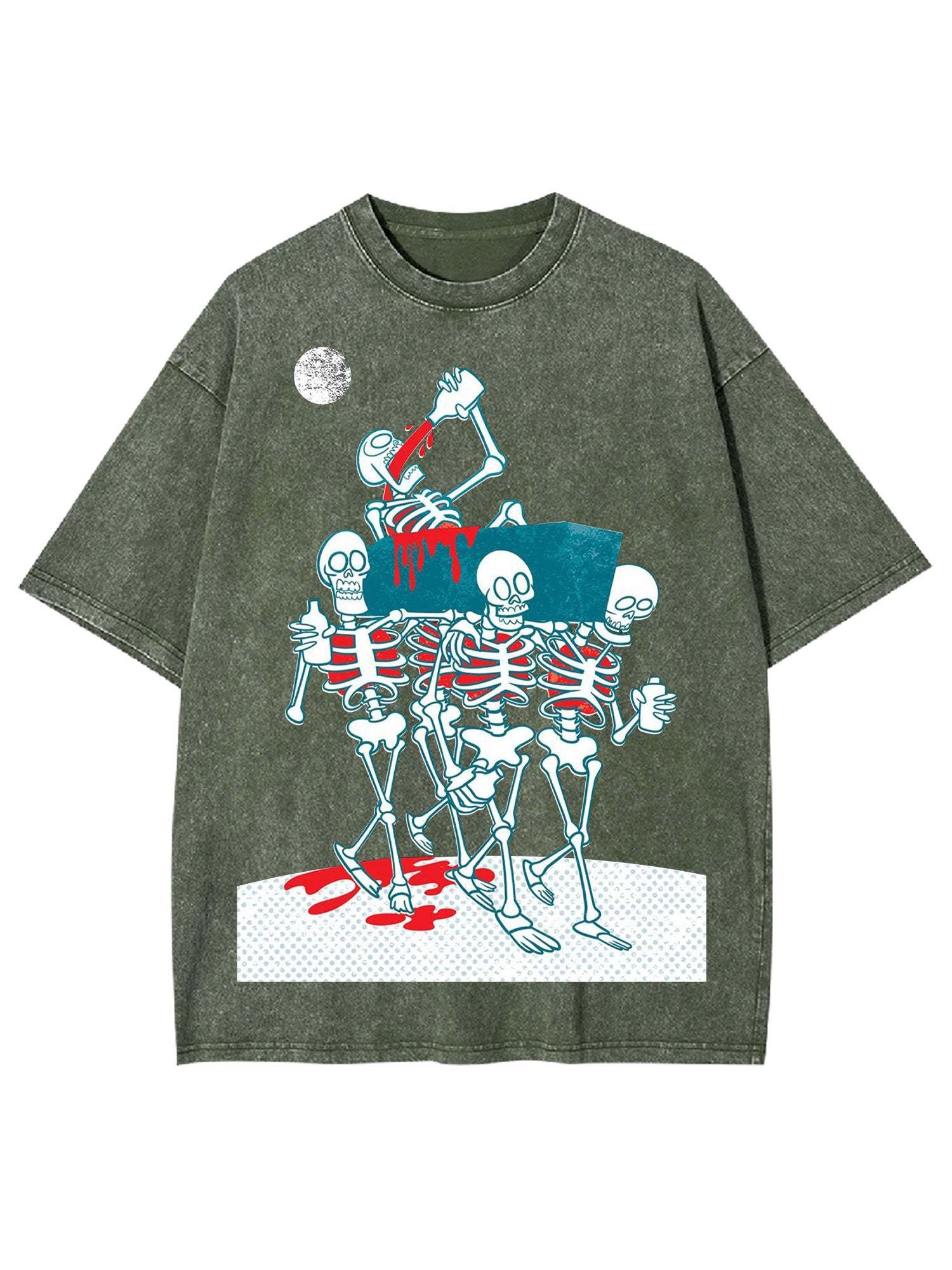 Dance Of The Skeletons Under The Moon Washed Tshirt