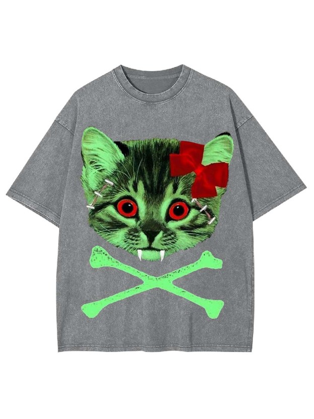 Zombie Kitty Washed Tshirt