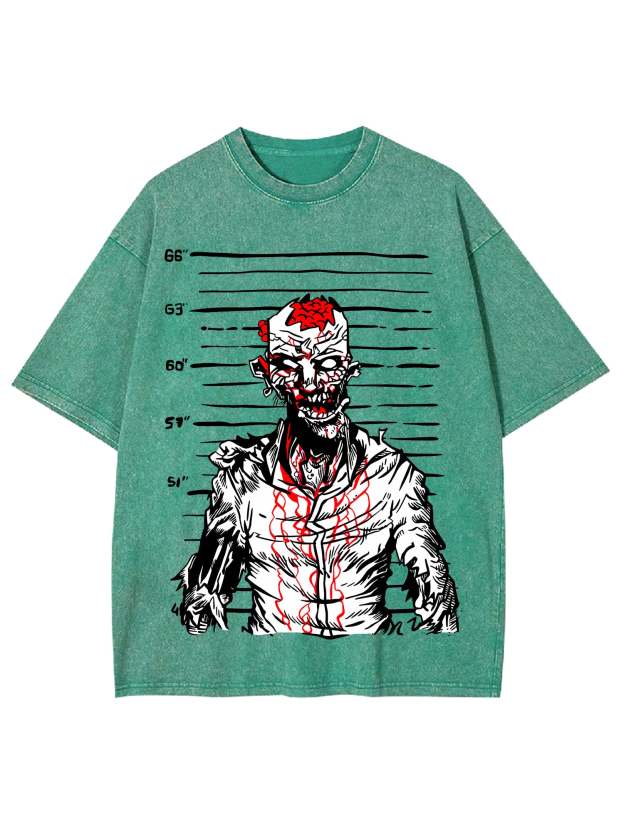 Zombie Mugshot Washed Tshirt