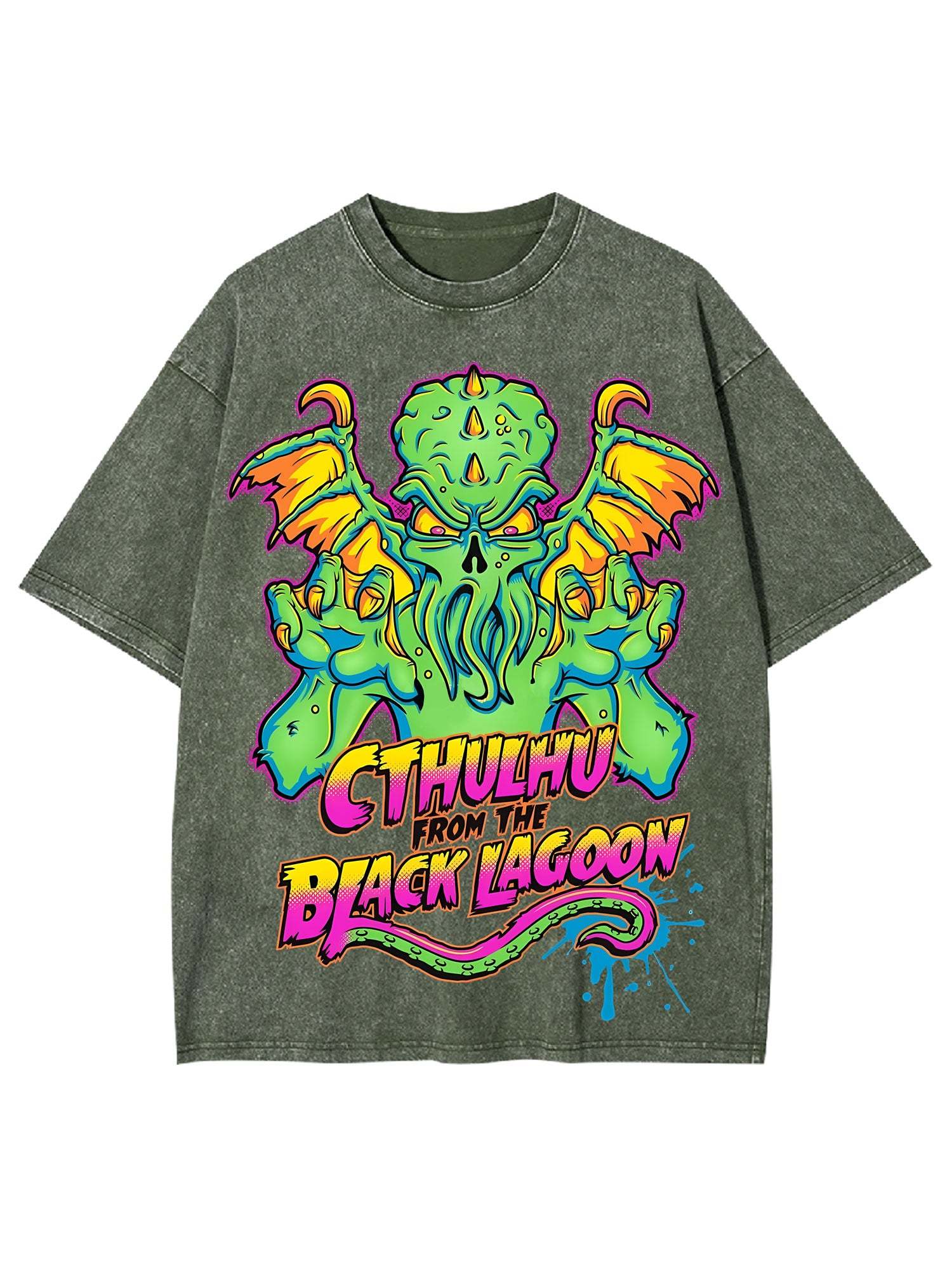 Cthulhu From The Black Lagoon Washed Tshirt