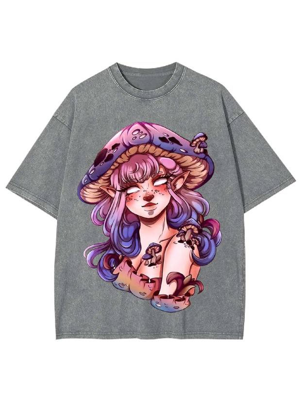 Mushroom Fairy Enchantress Washed Tshirt