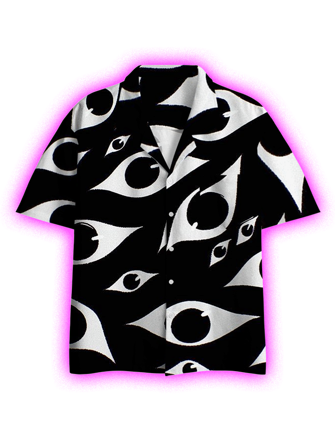 EYES PATTERN BUTTON UP POCKET SHIRT