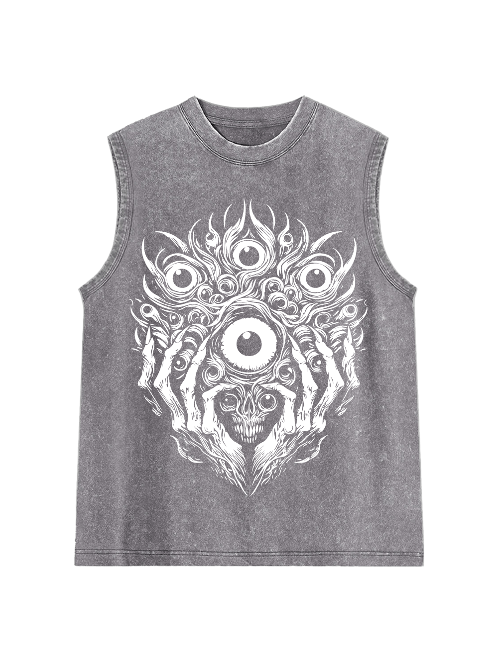 Skull Of Many Eyes Washed Tank Top