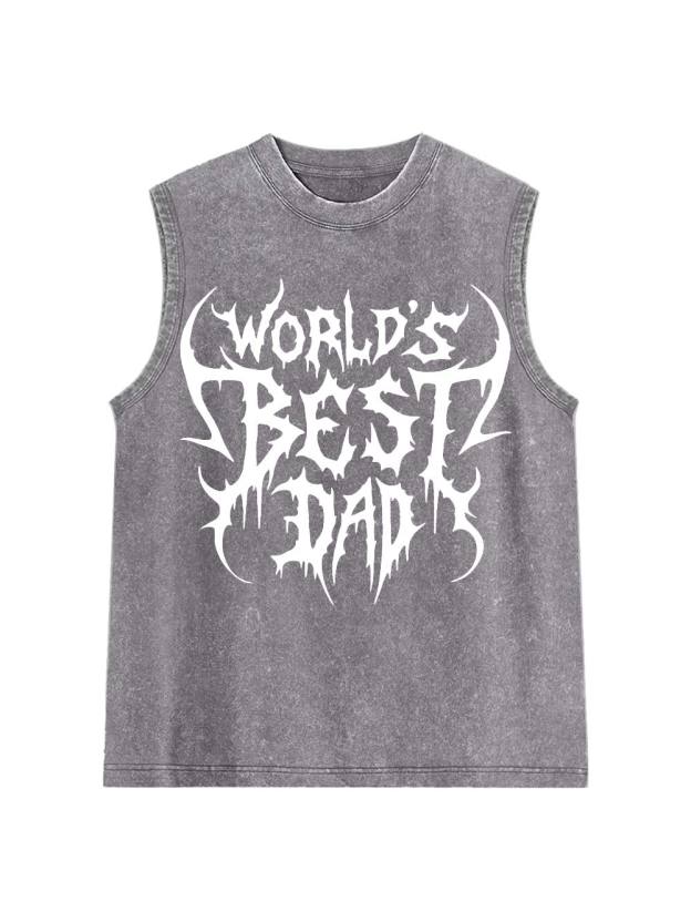 World's Best Dad Washed Tank Top
