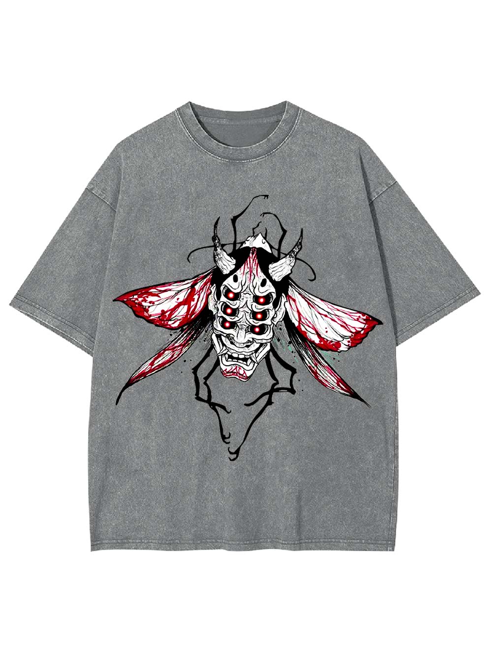 Demonic Moth Mask Washed Tshirt