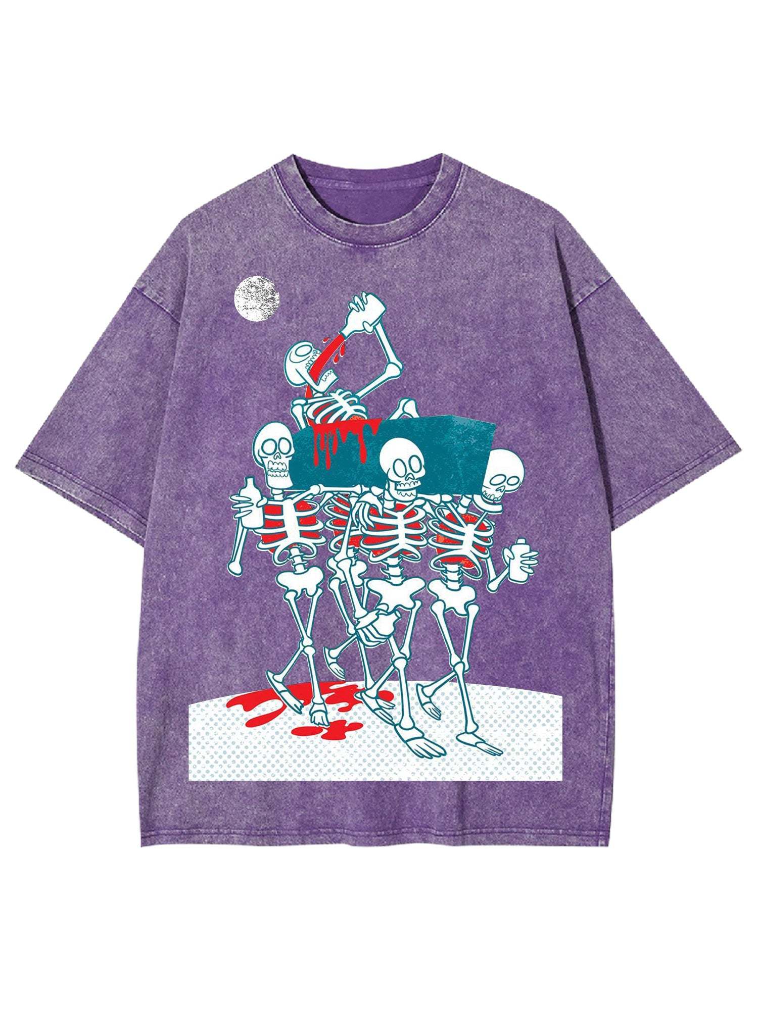 Dance Of The Skeletons Under The Moon Washed Tshirt-ClassyOutlaw Sale