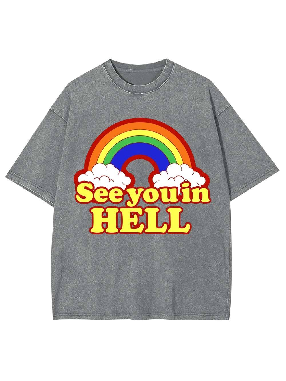 See You in Hell Washed Tshirt-ClassyOutlaw Sale