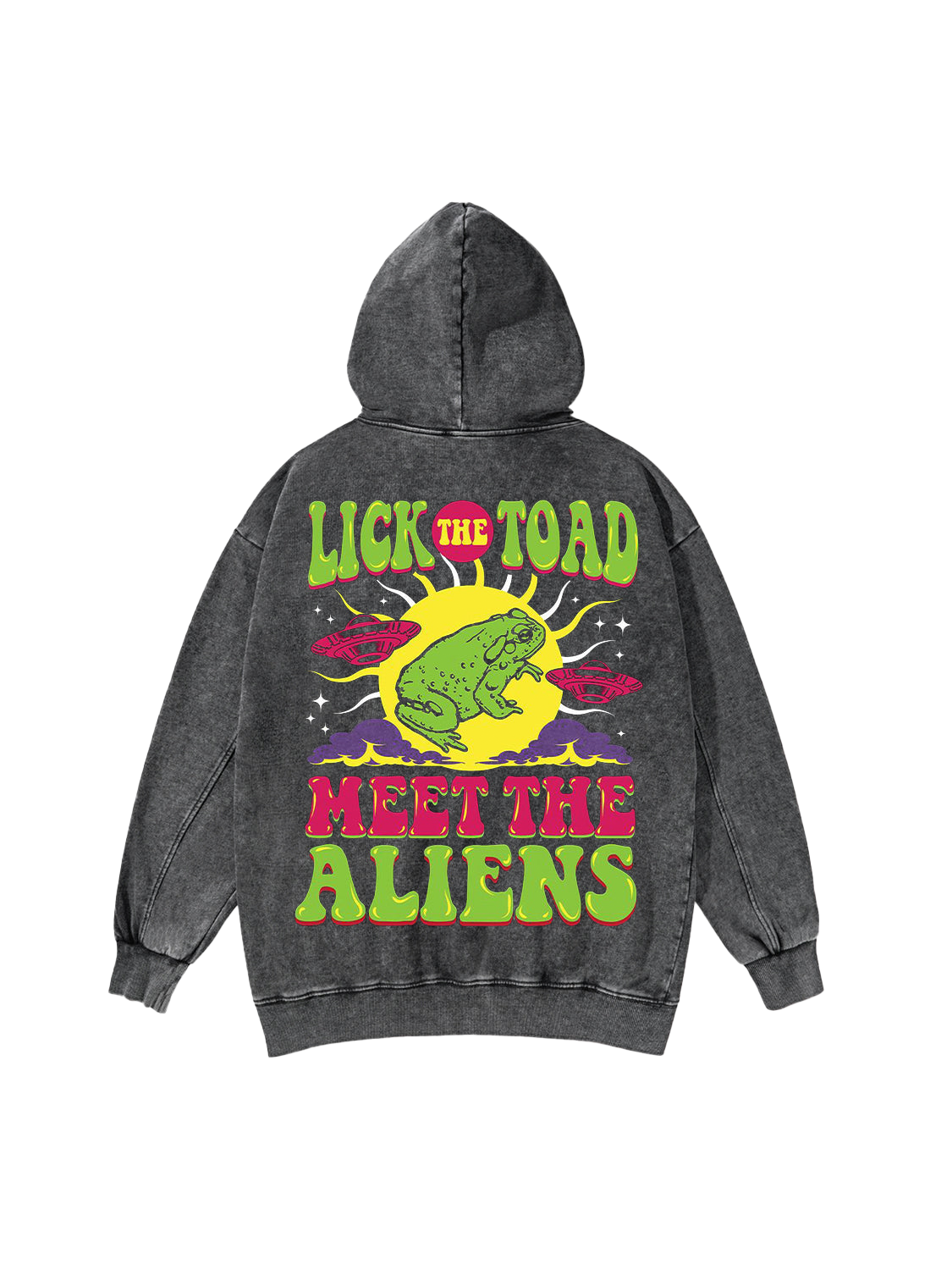 Lick The Toad Meet The Aliens Washed Hoodie-ClassyOutlaw Sale