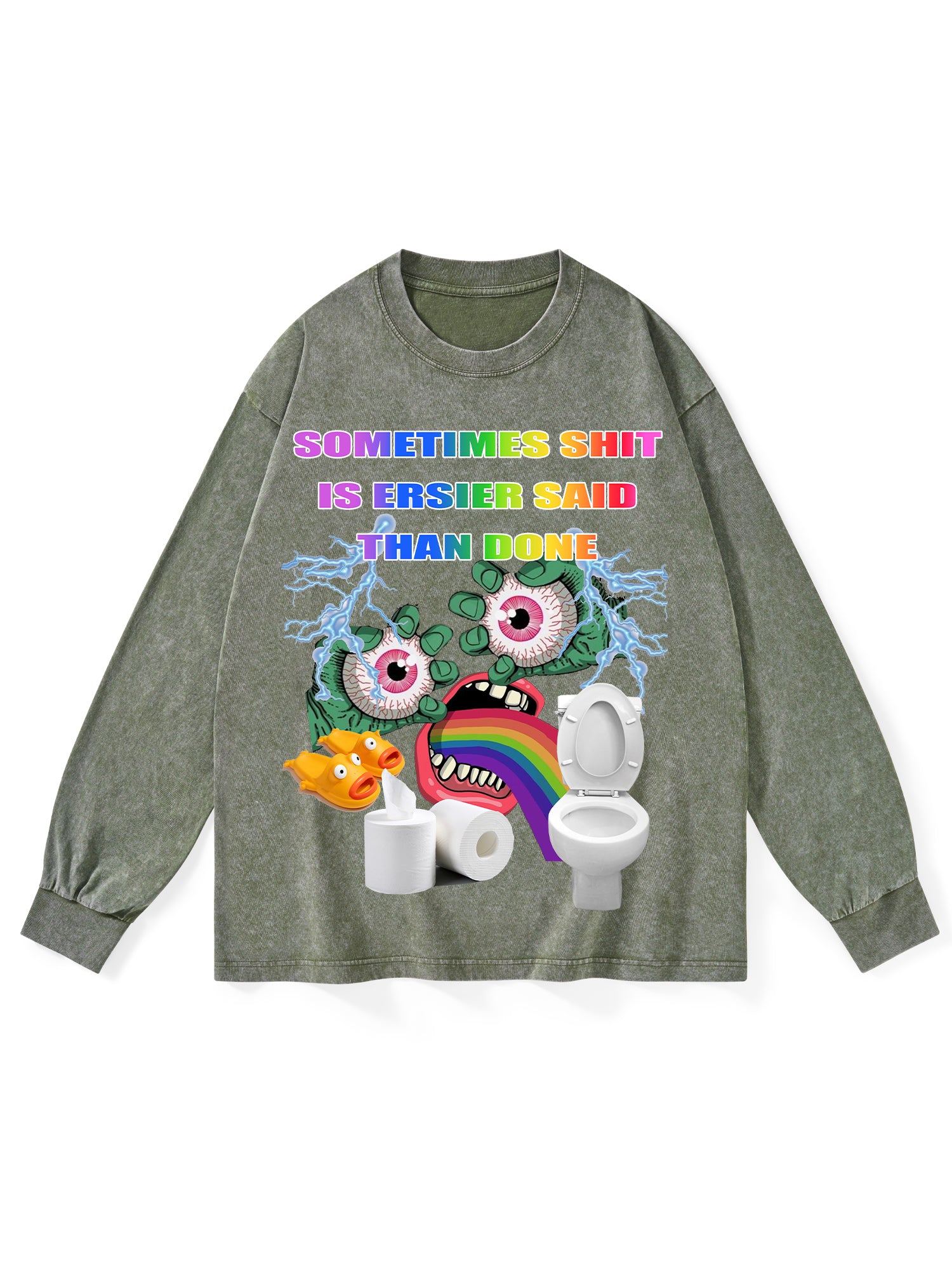 Shit Washed Long-Sleeve Tshirt-ClassyOutlaw