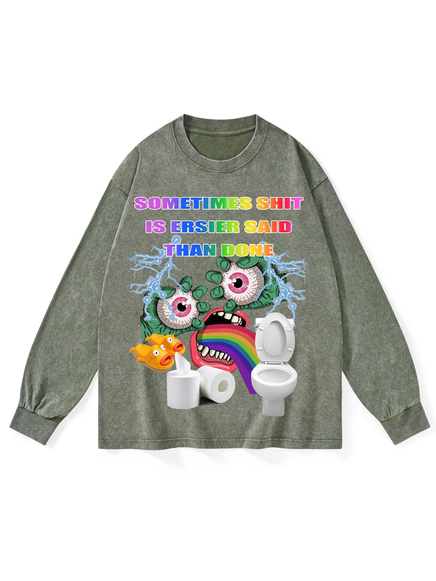 Shit Washed Long-Sleeve Tshirt-ClassyOutlaw