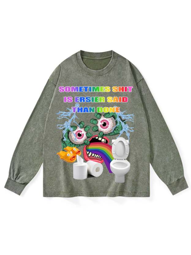 Shit Washed Long-Sleeve Tshirt-ClassyOutlaw