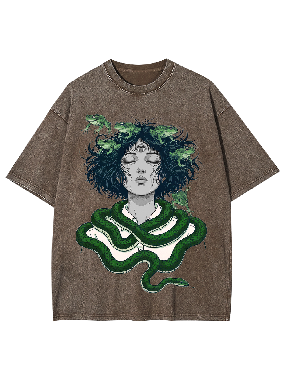 Serpent-Frog Girl Washed Tshirt