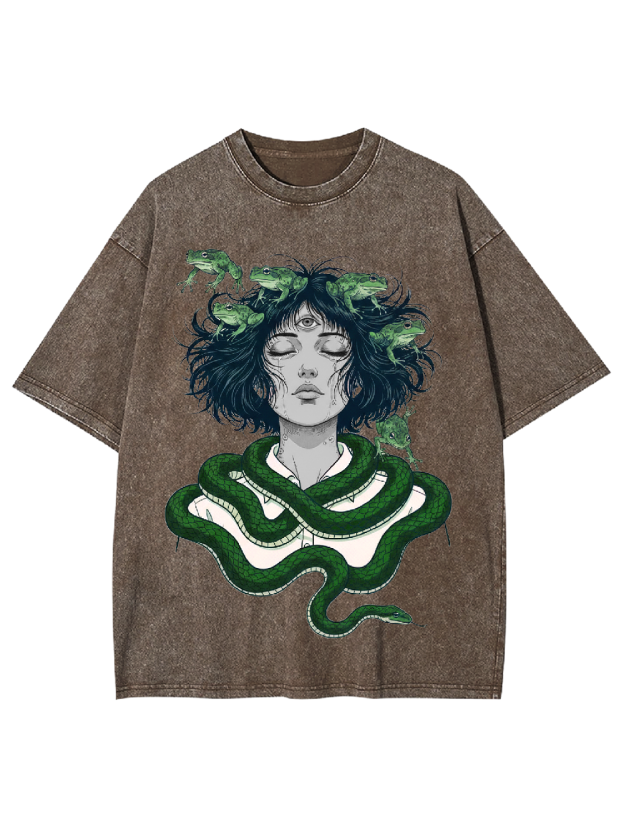 Serpent-Frog Girl Washed Tshirt