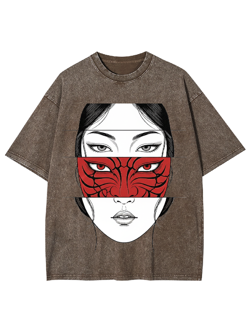 Crimson Mask Illusion Washed Tshirt