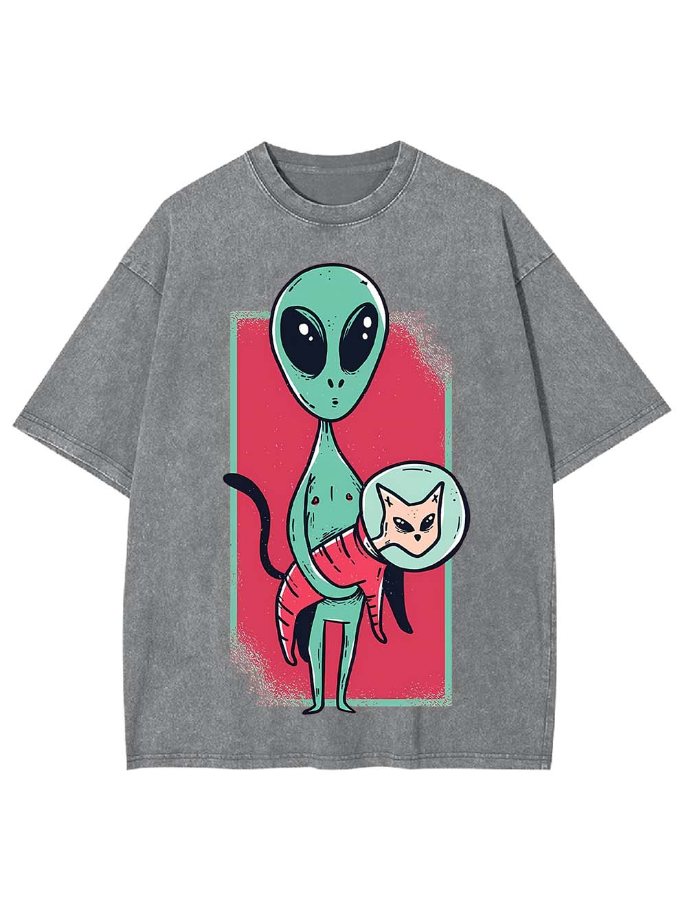 Alien Cat Discovery Washed Tshirt