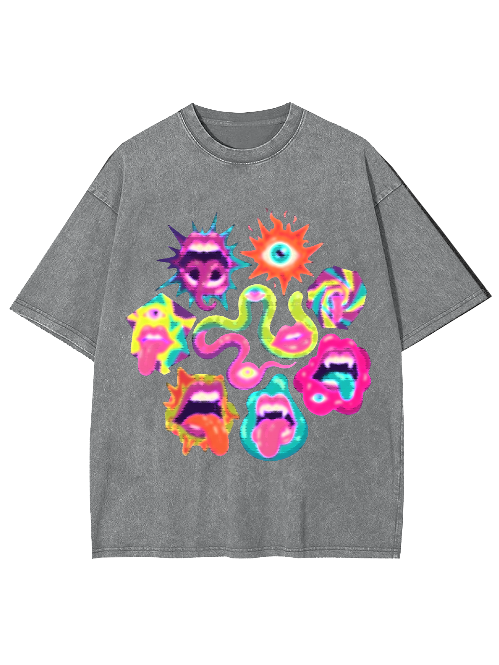 Psychedelic Faces Washed Tshirt