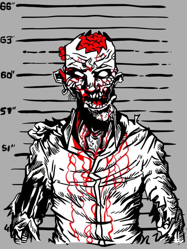 Zombie Mugshot Washed Tshirt
