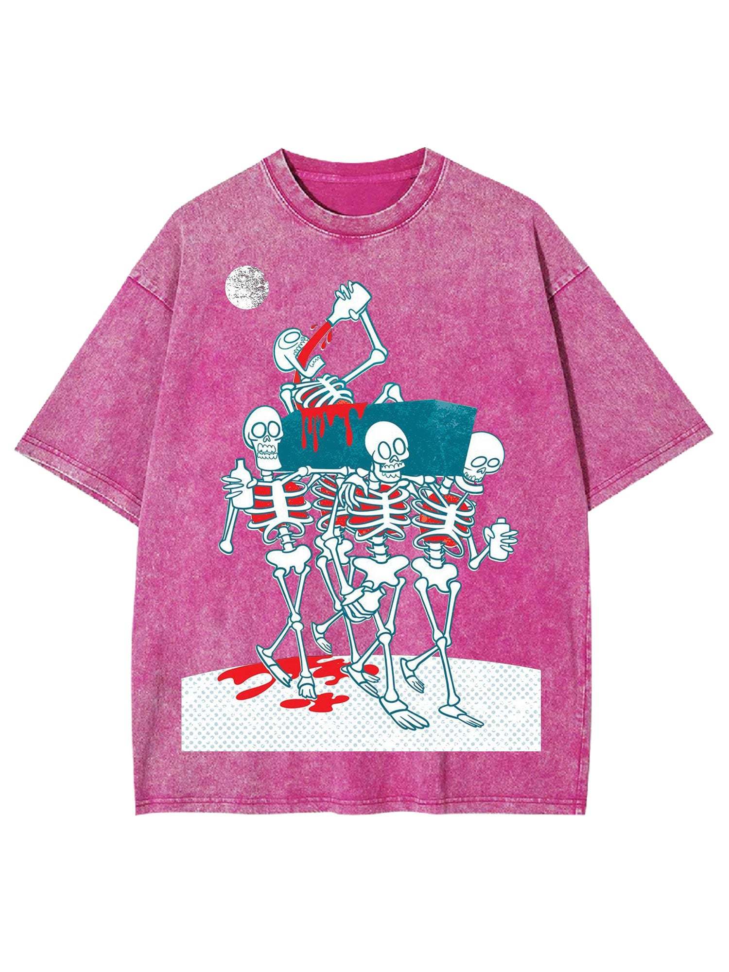 Dance Of The Skeletons Under The Moon Washed Tshirt