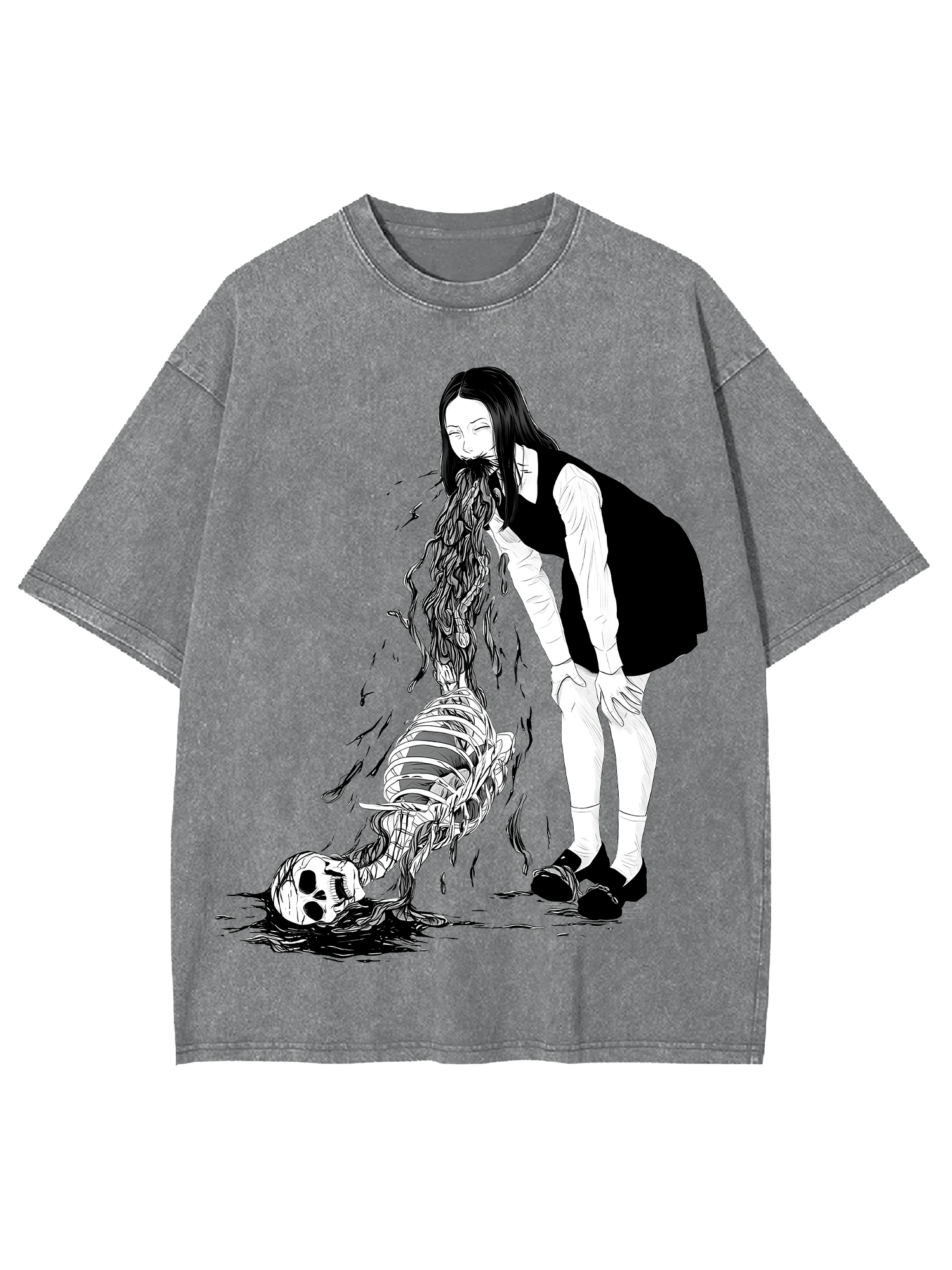 Sleleton Vomit Washed Tshirt