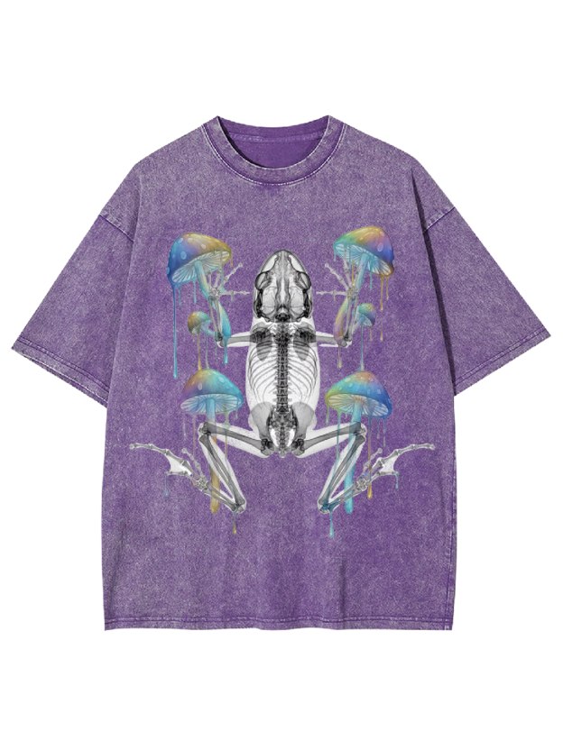 Perspective Skeleton Frog Washed Tshirt