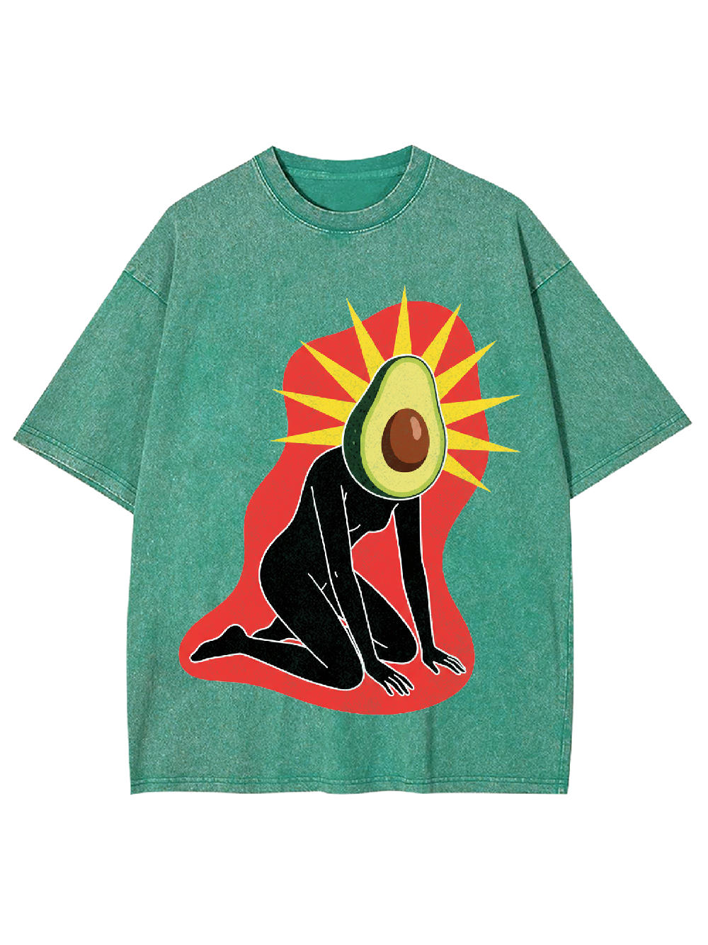Avocado-Head Figure Washed Tshirt