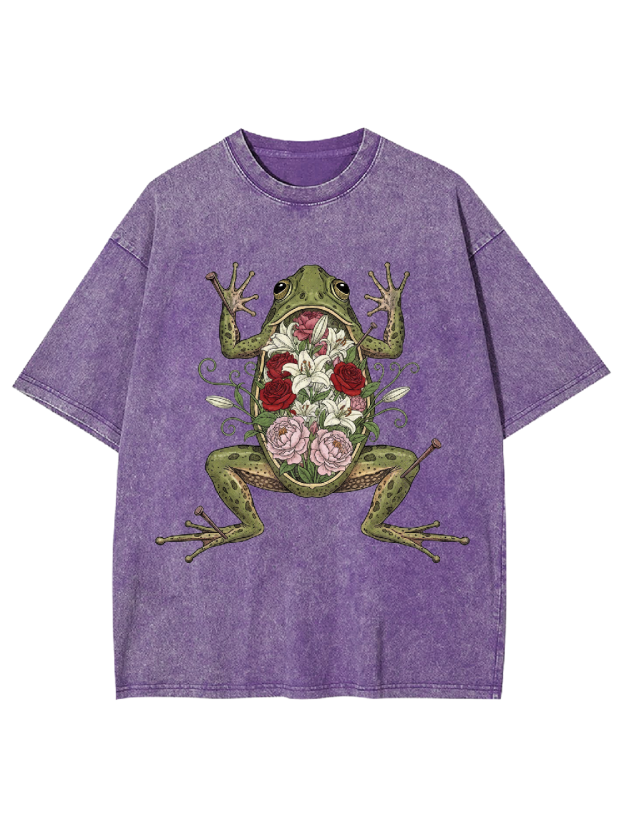 Floral Organs Frog Washed Tshirt