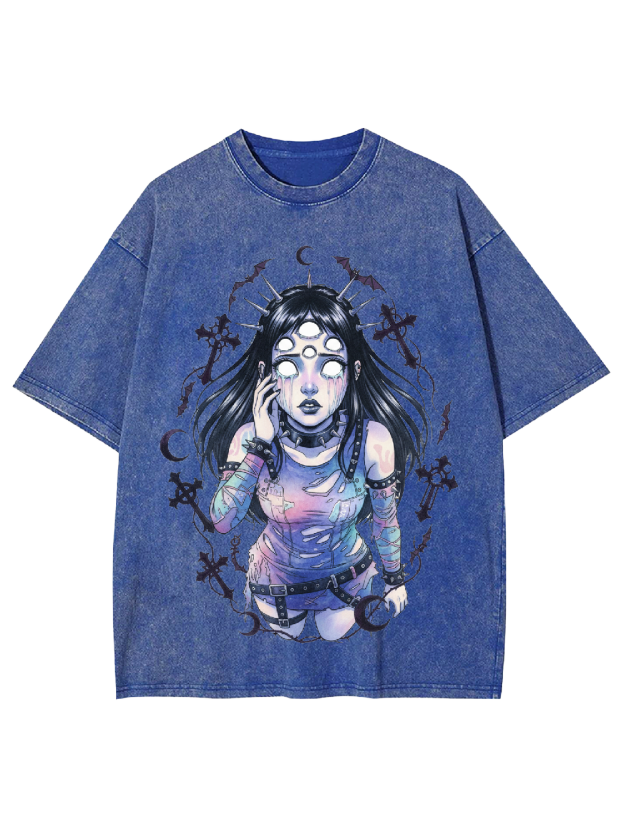 Multi-Eyed Punk Girl Washed Tshirt