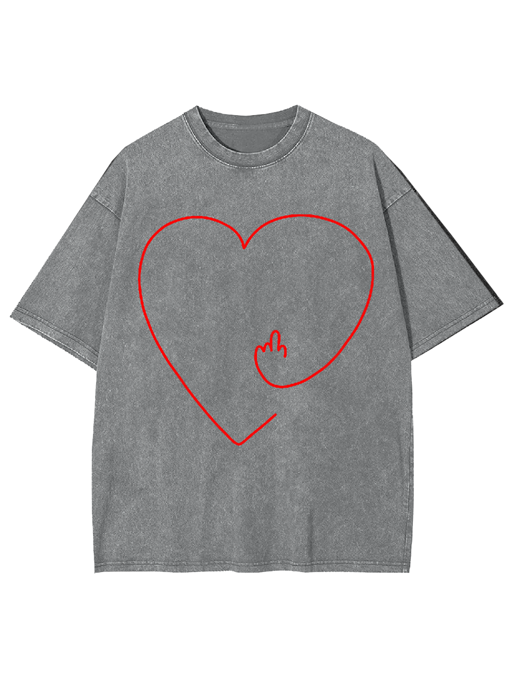 Middle Finger Heart Washed Tshirt