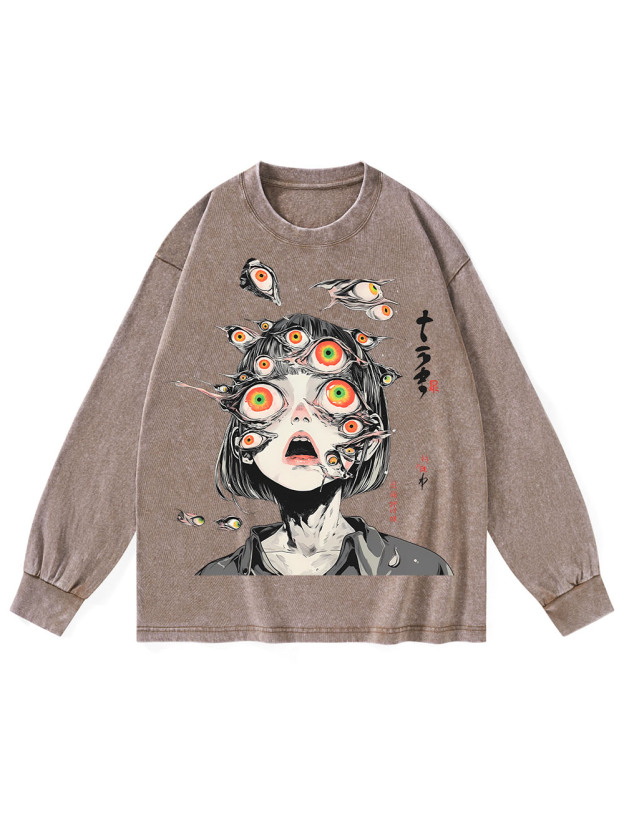 MULTITUDE OF GAZES WASHED LONG-SLEEVE TSHIRT